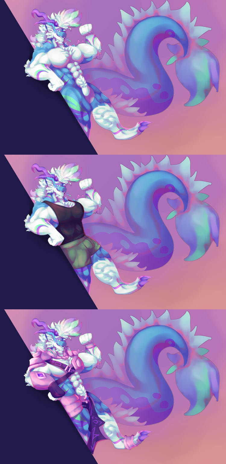 Saebyn's different outfit variations.