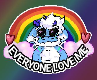 Saebyn with rainbow saying 'everyone love me'.